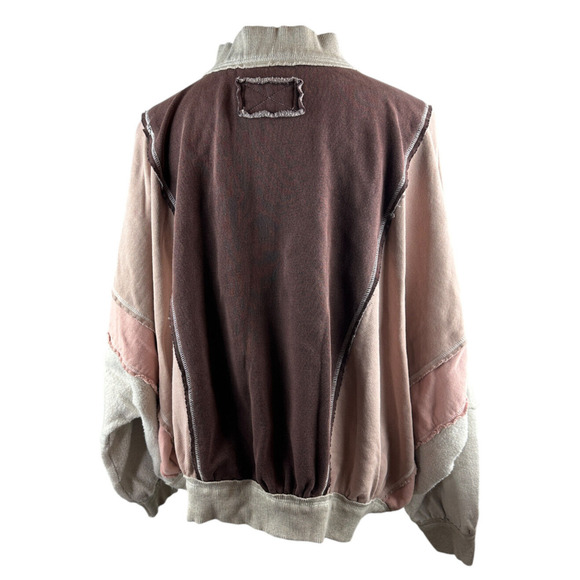 We The Free People Starburst Bomber Sweatshirt Full Zip Dolman Oversized XL - Picture 10 of 16
